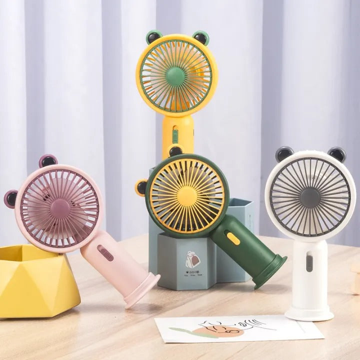 Portable USB Rechargeable Handheld Mini Fan in Multiple Colors – Quiet Personal Cooling Fan with Removable Base for Home Office Travel Outdoor Use