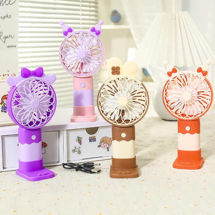 Portable USB Rechargeable Handheld Mini Fan in Multiple Colors – Quiet Personal Cooling Fan with Removable Base for Home Office Travel Outdoor Use