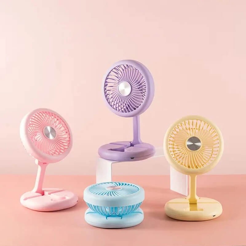 Sleek Blue Mini Desk Fan – Rechargeable USB-Powered Personal Fan for Home, Office, or On-the-Go – Quiet, Compact & Elegant Cooling Solution