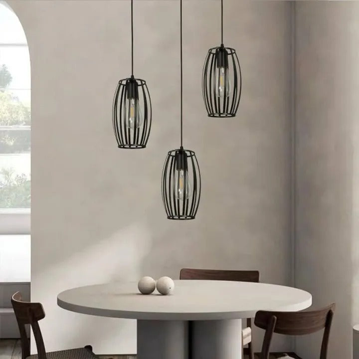 Modern Black 3 Light Pendant Ceiling Lamp Geometric Cube Design Hanging Light Fixture for Kitchen Dining Living Room Bedroom Office
